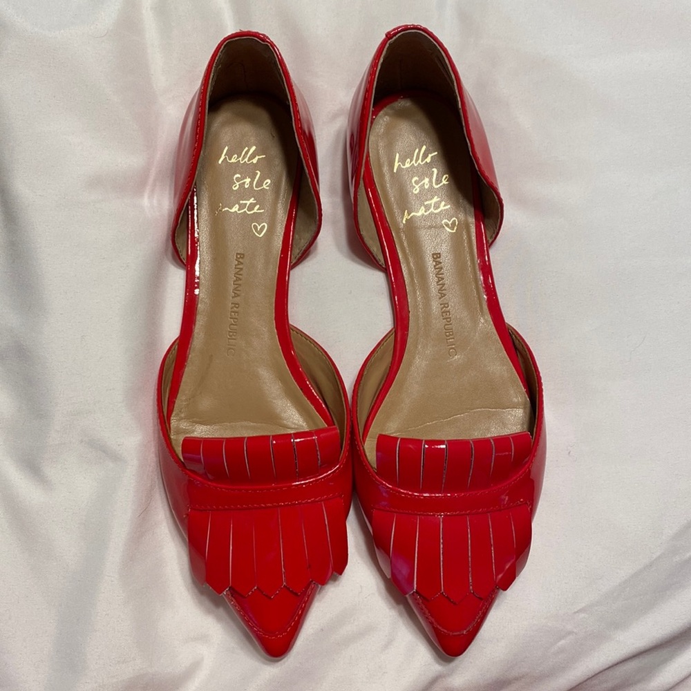 Patent Red Pointed Toe Flats